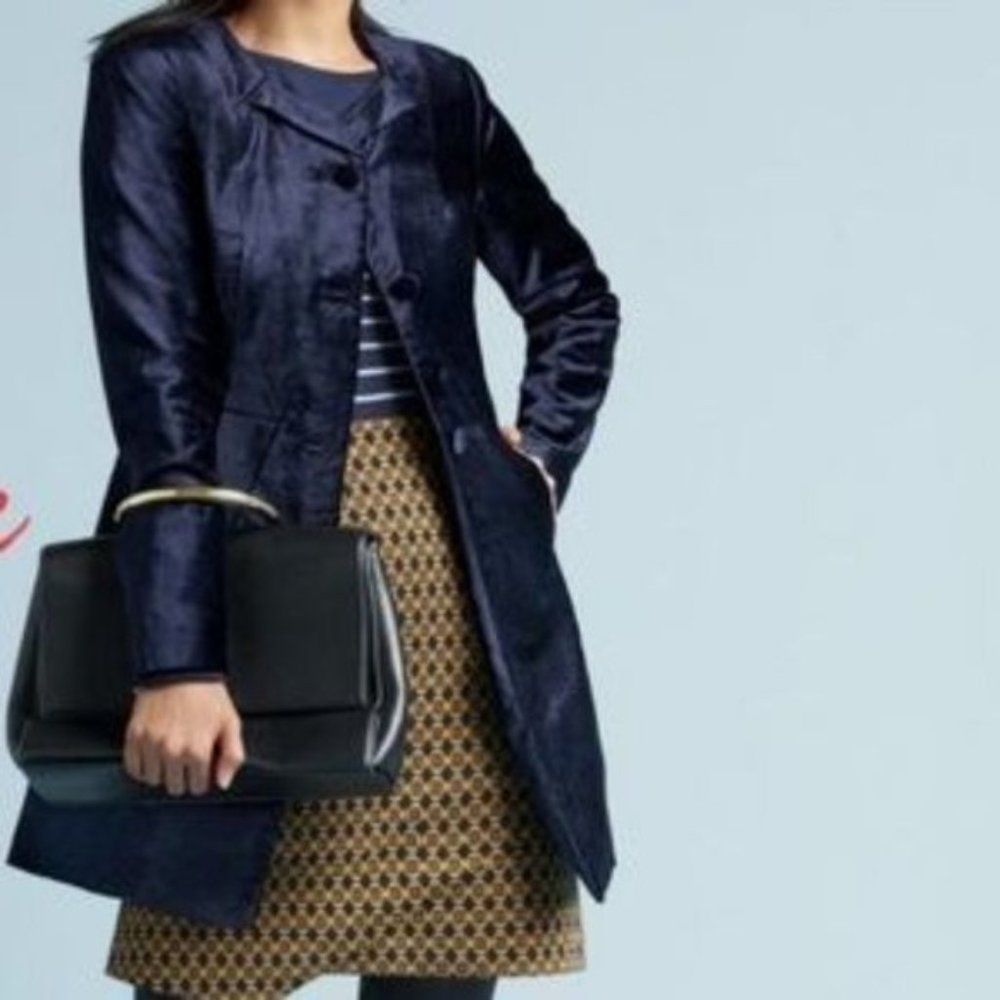 CAbi The Entrance Coat Velvet Buttons Blue #3489 - Picture 1 of 11